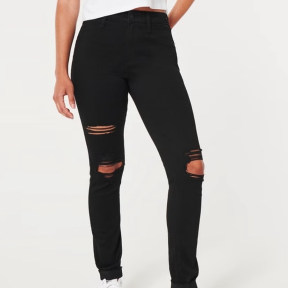 Hollister sz 1R black wash distressed ripped High-rise Advance Stretch jeggings